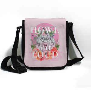 Tas Selempang Howl Out Loud, Wolf on pink moon