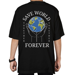 Kaos Oversize Save World Together Unisex (Cewe/Cowo)