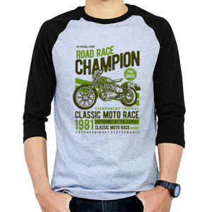 Kaos Raglan biker road race champion