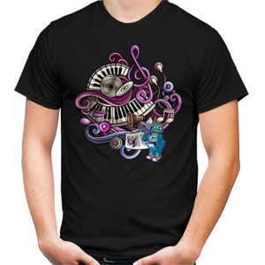 Kaos Cool Music Doodle Graffiti Art T-Shirt 