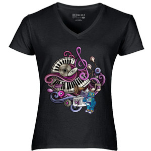 Kaos Cool Music Doodle Graffiti Art T-Shirt 