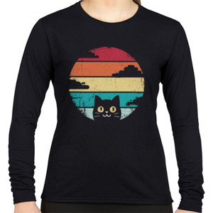 Kaos Vintage cat sunset