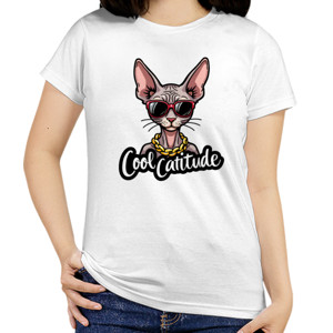 Kaos Kaos Wanita Kucing Sphynx Cool Catitude Keren