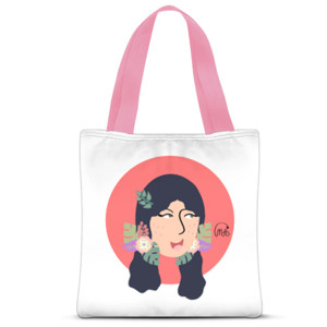 Tas Tote Fullprint si Bunga; Tertawa