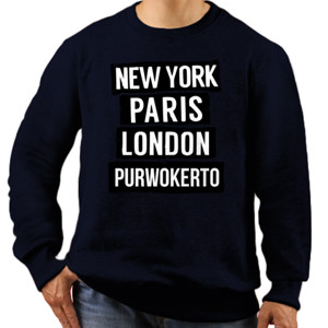 Jaket Sweater NEW YORK PARIS LONDON + KOTA ANDA