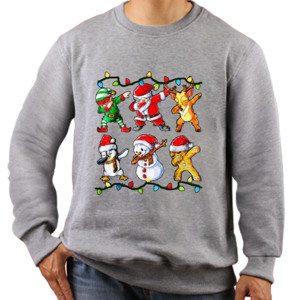 Jaket Sweater Dabbing Elf Santa Reindeer Penguin Snowman