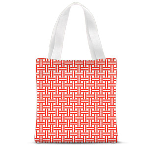 Tas Tote Fullprint Pola Anyaman Merah