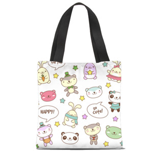 Tas Tote Fullprint HAPPY