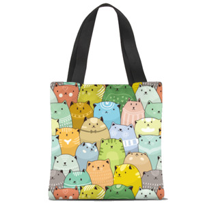 Tas Tote Fullprint HAPPY CATS
