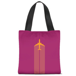 Tas Tote Fullprint Plane Purple