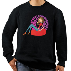 Jaket Sweater Distro Woman Sitting On The Couch