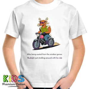 Kaos Rudolph riding bike - Kaos Natal Lucu