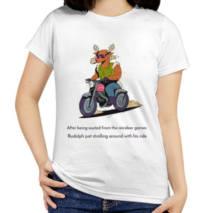 Kaos Rudolph riding bike - Kaos Natal Lucu