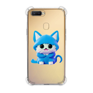 Casing HP Case Kucing Biru Kartun Pakai Hoodie Lucu