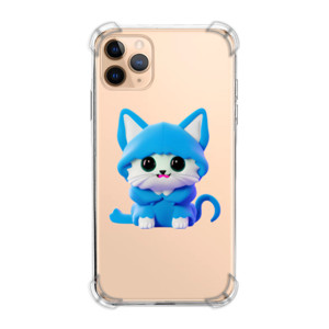 Casing HP Case Kucing Biru Kartun Pakai Hoodie Lucu