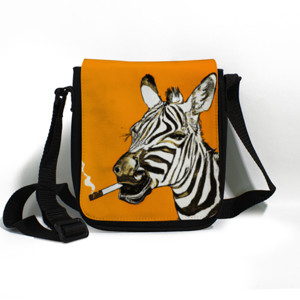 Tas Selempang Tas Selempang Gambar Zebra Tersenyum dan Rokok