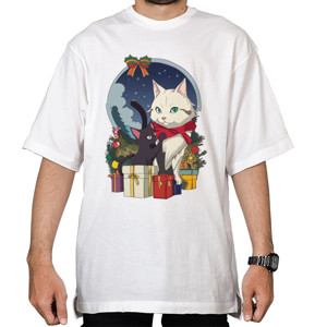 Kaos Oversize Kucing lucu natal