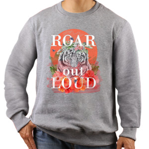 Jaket Sweater Roar Out Loud, Tiger on red moon