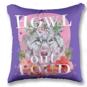 Bantal Howl Out Loud, Wolf on moon (2 sisi 2 warna)
