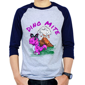 Kaos Raglan Dino Mite ungu