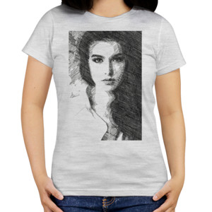 Kaos 1.front_Beauty_woman_sket_pencil_white_hery
