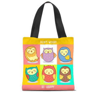 Tas Tote Fullprint HAPPY OWLS