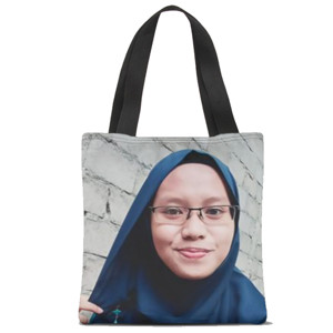 Tas Tote Fullprint Perempuan Berkerudung Biru