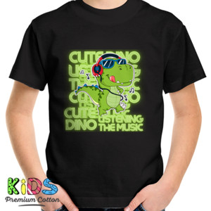 Kaos ANAK KARAKTER CUTE DINO LISTENING THE MUSIC