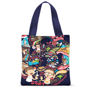Tas Tote Fullprint Tote Blue