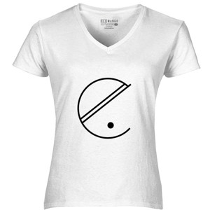 Kaos Kaos Wanita Simple C  V-Neck White Large