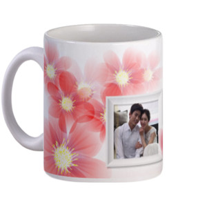 Mug Pink Flowers and Butterfly