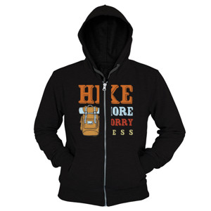 Hoodie Zipper Hike More Worry Less kaos hobi adventure hiking