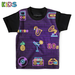 Kaos Anak Full-Print Baju Kaos Anak Retro sign neon icon