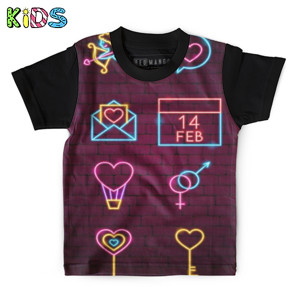 Kaos Anak Full-Print Kaos Anak Valentine day neon