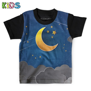 Kaos Anak Full-Print Baju Kaos Anak Distro Half moon