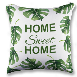 Bantal home sweet home motif daun