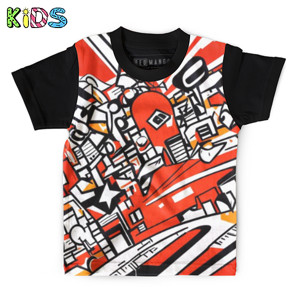 Kaos Anak Full-Print Garis Abstrak 13
