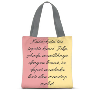 Tas Tote Fullprint Kata-kata Mirip Kunci