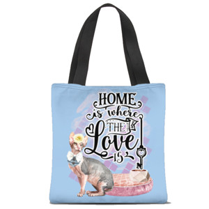 Tas Tote Fullprint Home is Where the Love is-Kucing (2 warna 2 sisi)