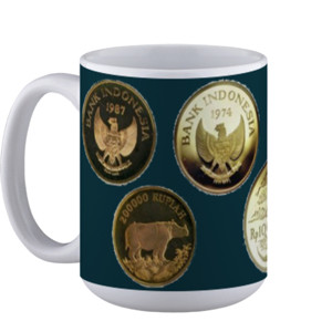 Mug Gelas Motif Uang Kuno Rp 100rb Dan Rp 200rb
