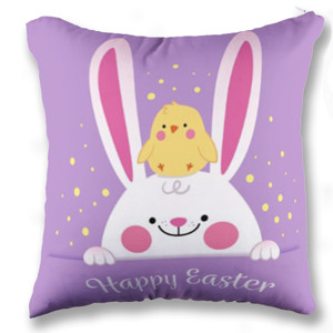Bantal Happy Easter Purple Bunny Chicken