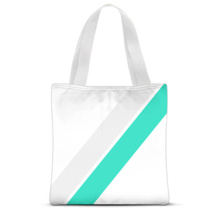 Tas Tote Fullprint Strip Grey Turquoise