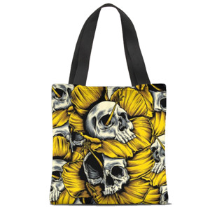 Tas Tote Fullprint Tengkorak Bunga