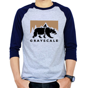Kaos Raglan Bear Grayscale Vintage - 1