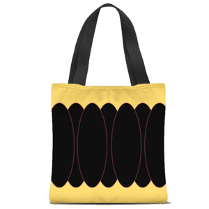 Tas Tote Fullprint Hitam Lonjong Dasar Kuning