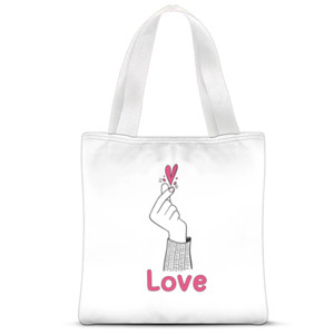 Tas Tote Fullprint Tas Kanvas - Hand Korean Love