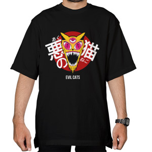 Kaos Oversize Evil Cat's (kanji) over
