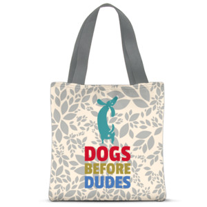 Tas Tote Fullprint Dogs Before Dudes (Beige)