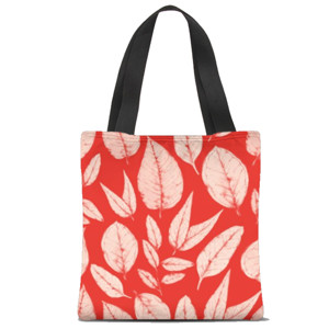 Tas Tote Fullprint Red Leaves