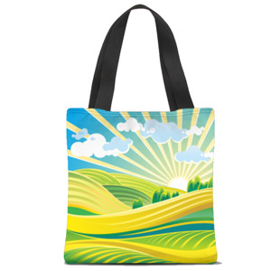Tas Tote Fullprint SUNRISE LANDSCAPE VECTOR HD